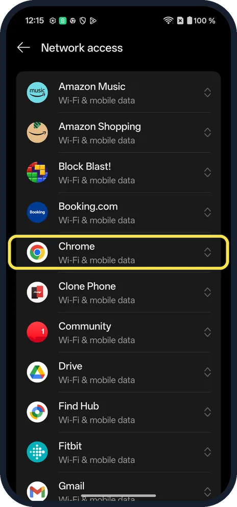 Android screenshot: Or set every app at once