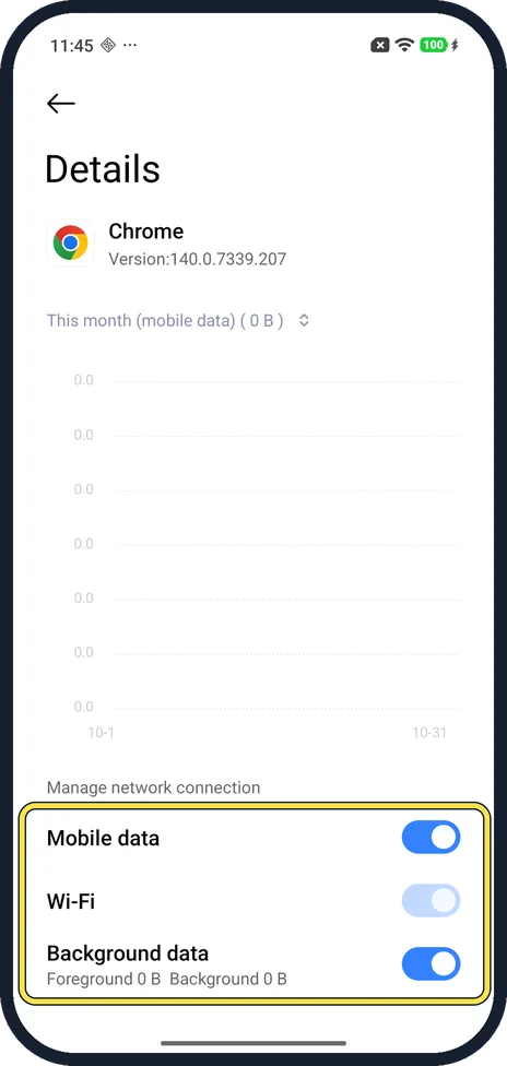 Android screenshot: Turn off what you want to block