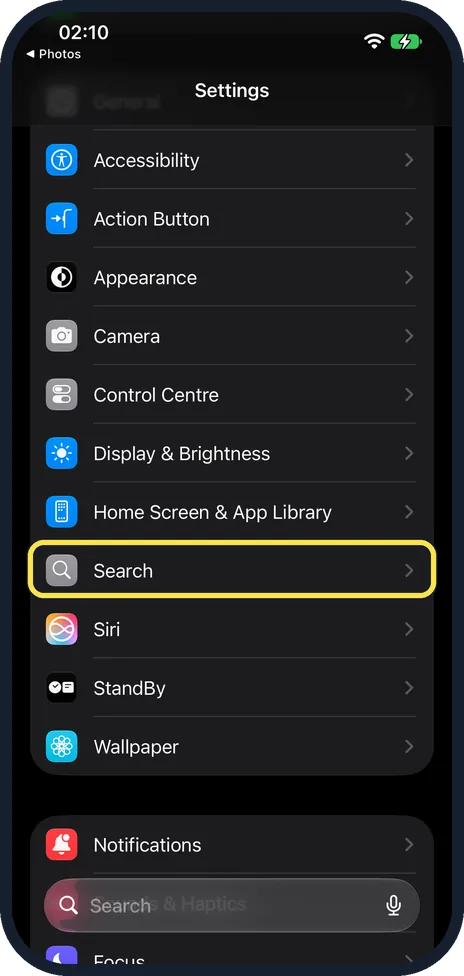 Screenshot from the guide: How to stop Apple storing your searches on an iPhone