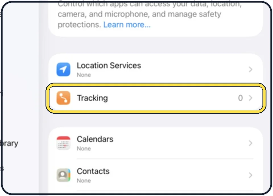 iPad screenshot: Tap Tracking
