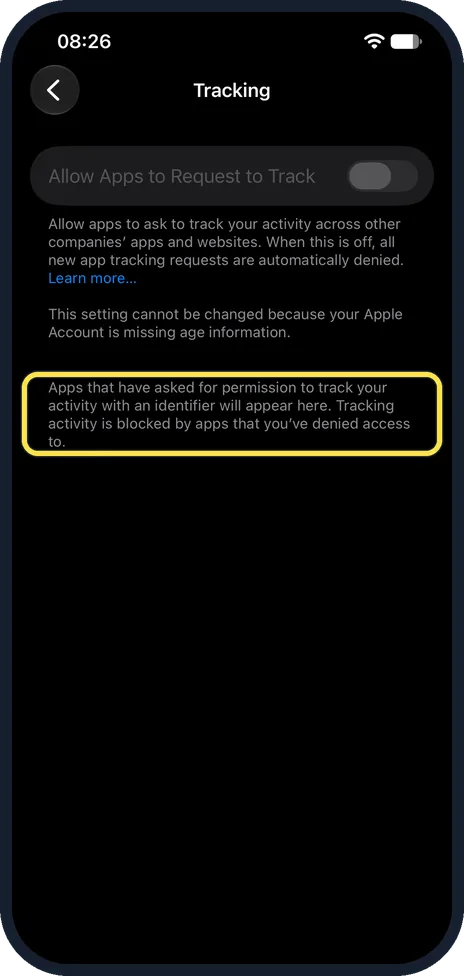iPhone screen: Check the list underneath