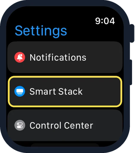 Apple Watch screen: Tap Smart Stack