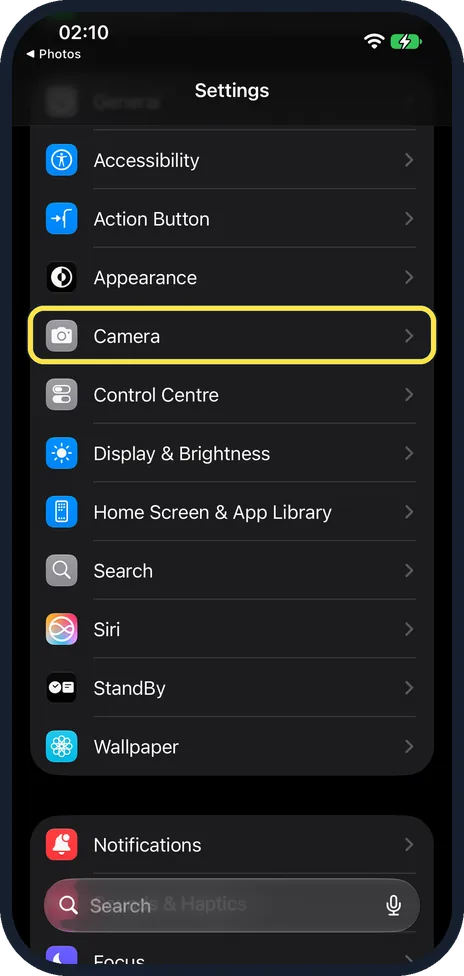 Screenshot from the guide: How to stop photos taken in Messages being saved to your library