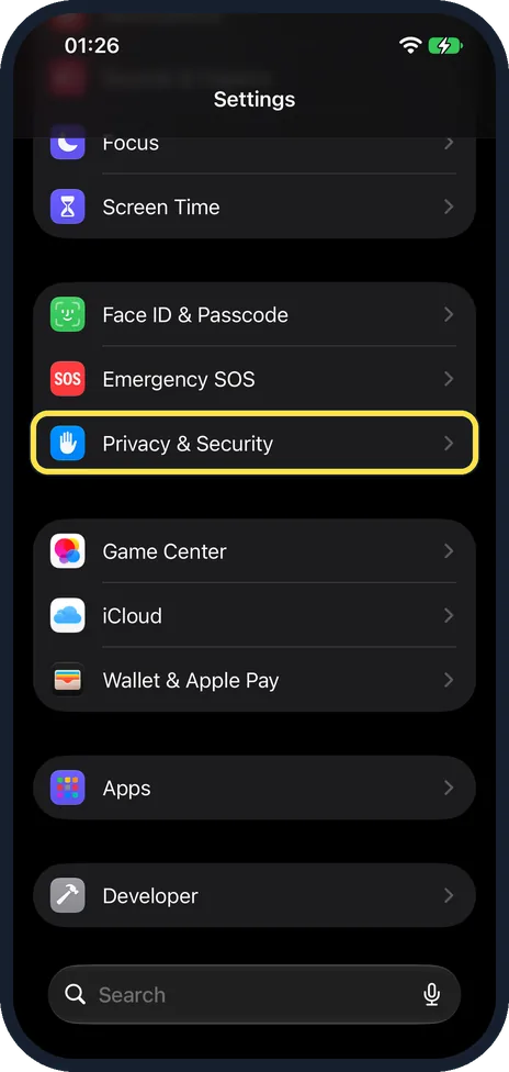 Screenshot from the guide: How to stop sharing analytics with Apple on an iPhone