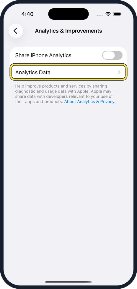 iPhone screen: Look at what was collected