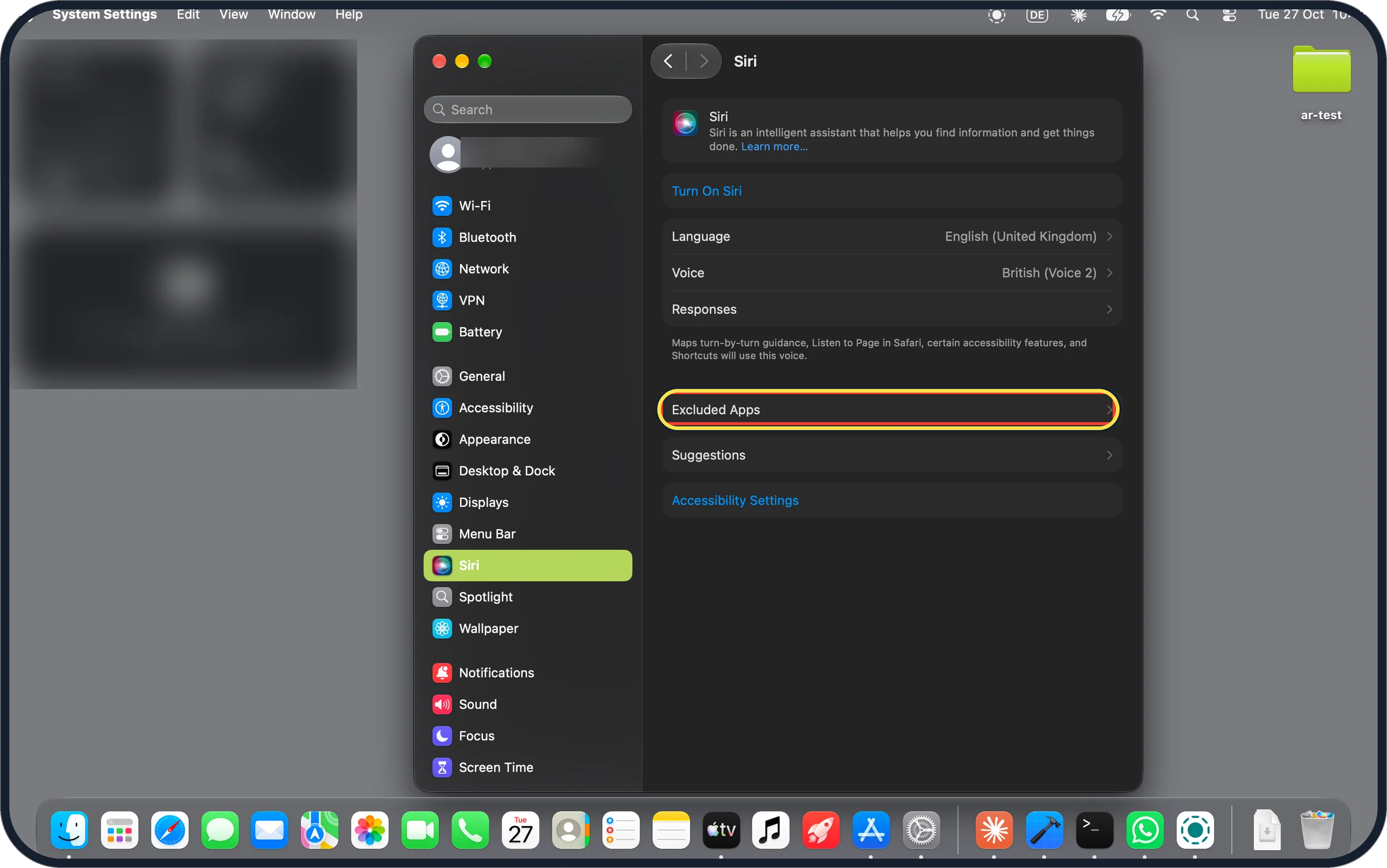 Mac screenshot: Click Excluded Apps