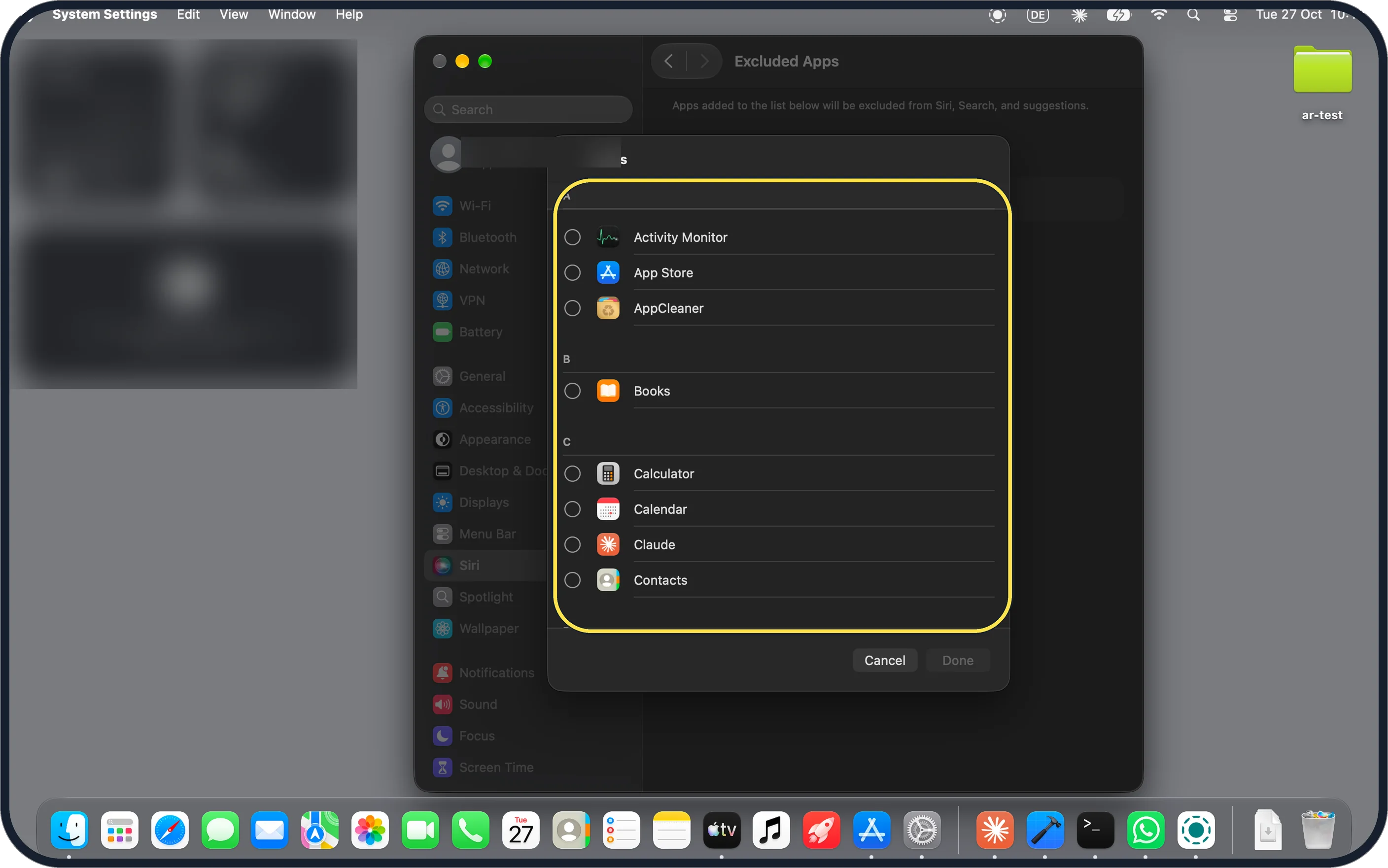 Mac screenshot: Find the app in the list