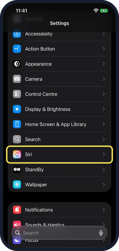 Screenshot from the guide: How to stop Siri using an app on an iPhone (Excluded Apps)