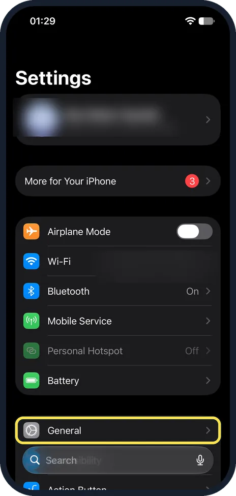 Screenshot from the guide: How to stop the iPhone typing a full stop after two spaces