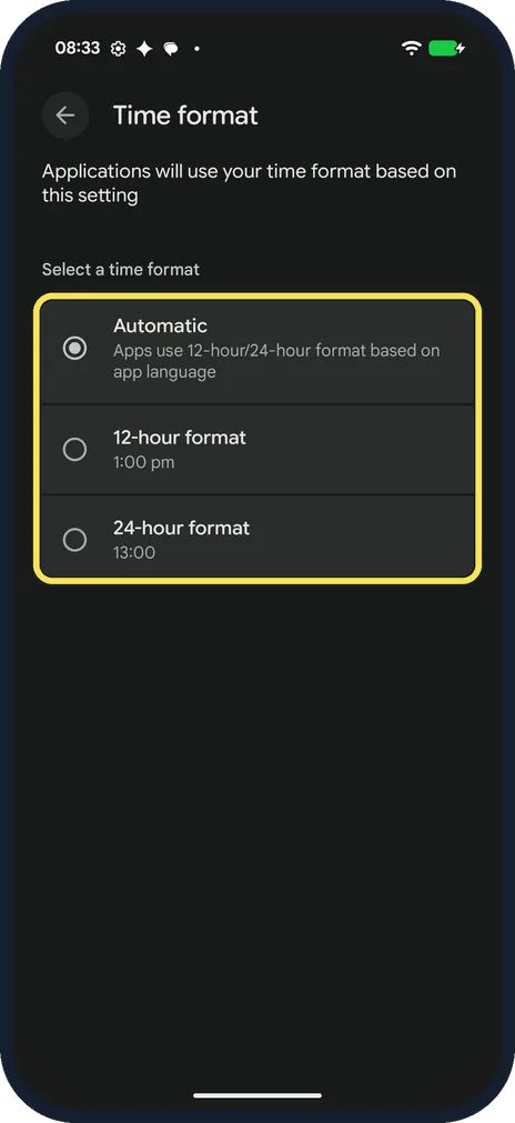Android screenshot: Read the choices