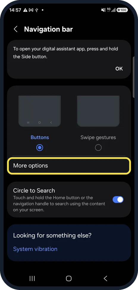 Android screenshot: Change the button order