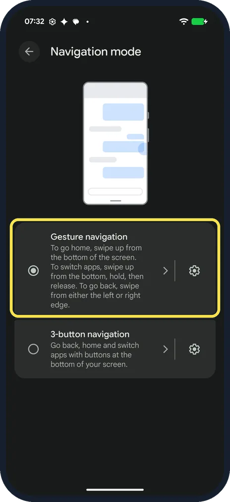 Android screenshot: Gesture navigation