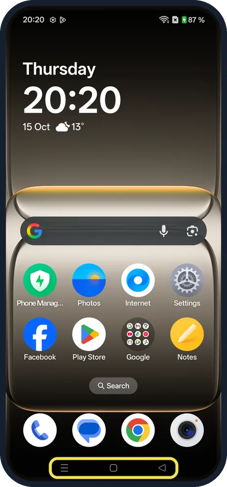 Android screenshot: Check the buttons