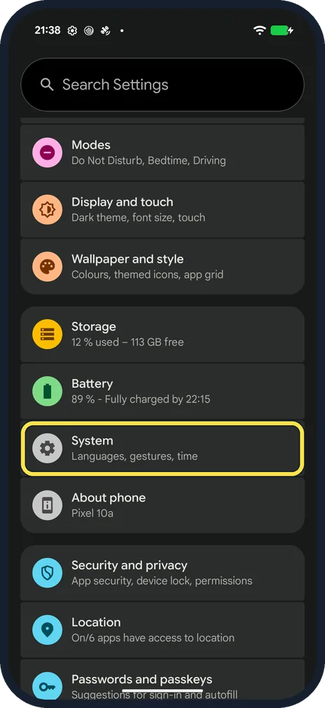 Screenshot from the guide: How to switch to 3-button navigation on Android