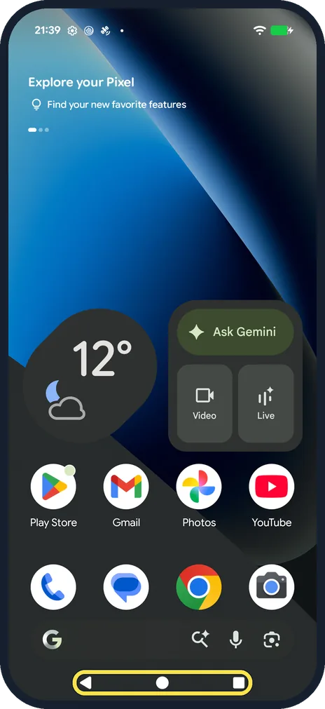 Android screenshot: Learn the three buttons