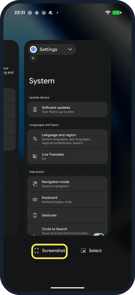 Android screenshot: Or take one without buttons