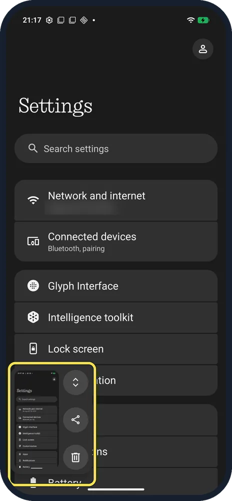 Android screenshot: Use the preview