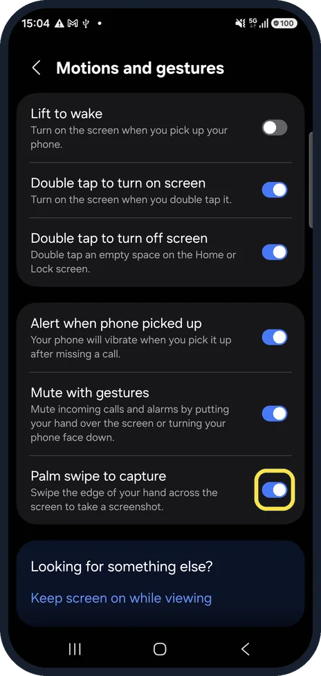 Android screenshot: Switch it on