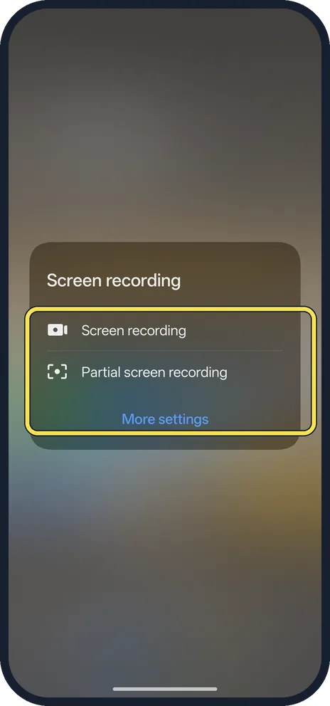 Android screenshot: Choose full or partial