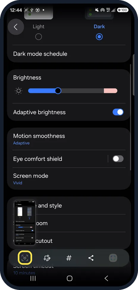 Android screenshot: Tap Scroll capture