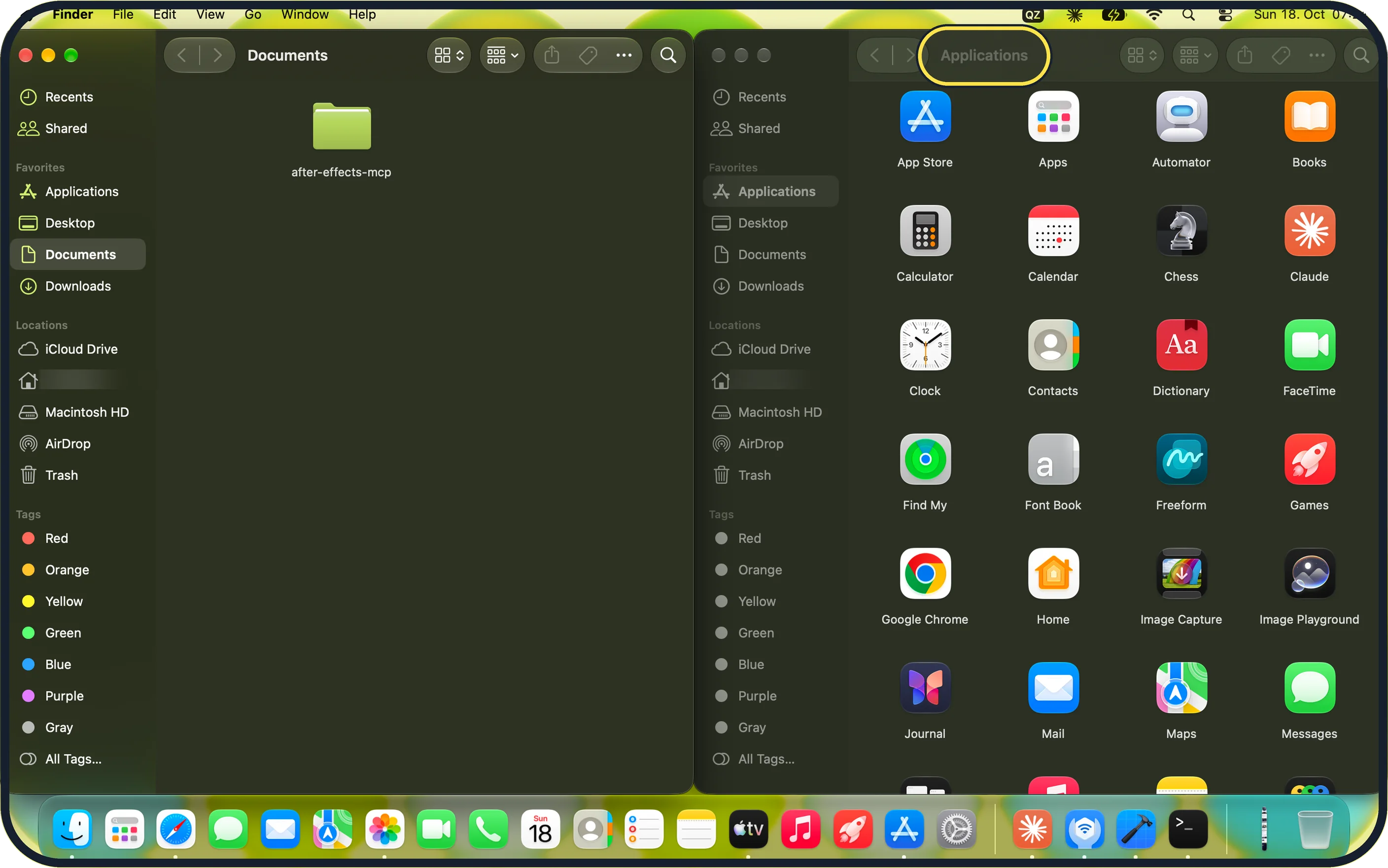 Mac screenshot: Check the tiled windows