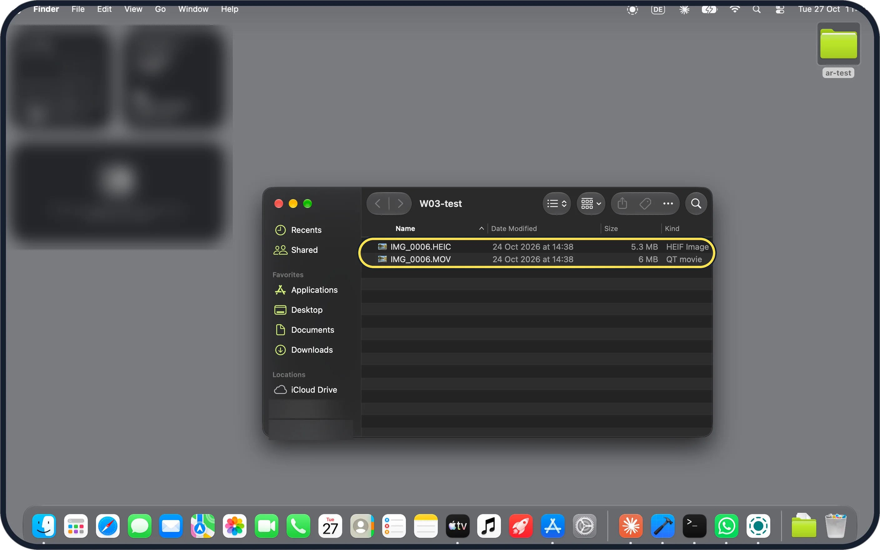 Mac screenshot: A Live Photo arrives as two files