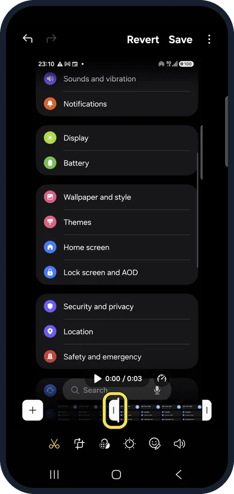 Android screenshot: Drag the handles