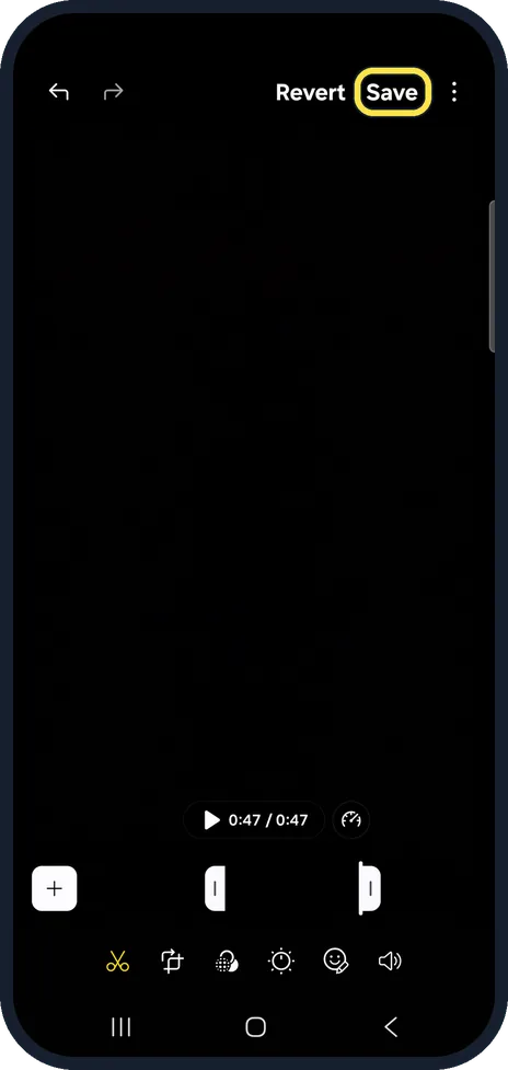 Android screenshot: Tap Save