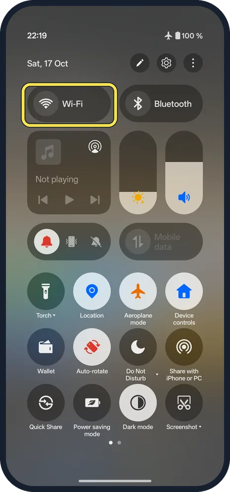 Android screenshot: Wi-Fi went off with it