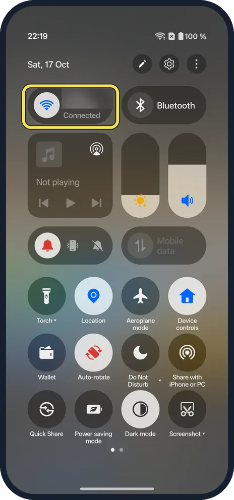 Android screenshot: Wi-Fi comes back