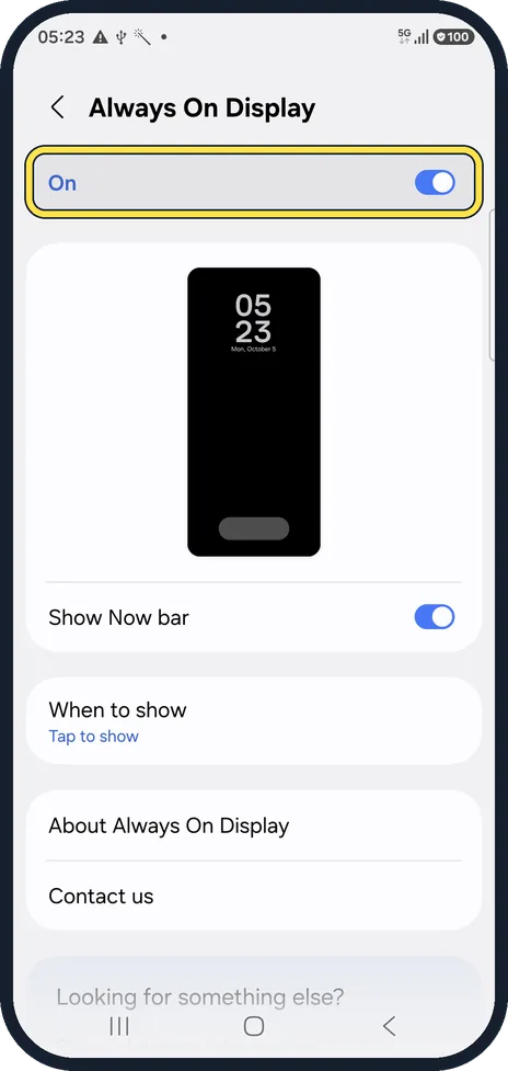 Android screenshot: Switch it on or off
