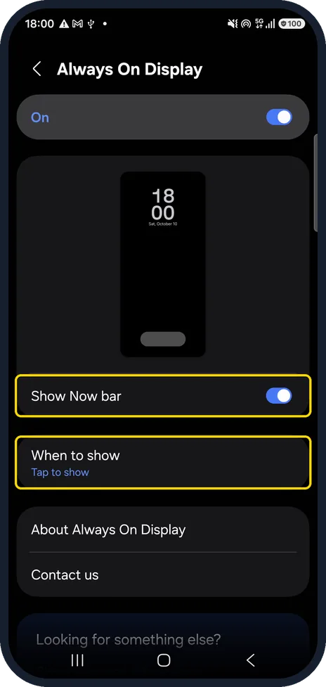 Android screenshot: Open When to show