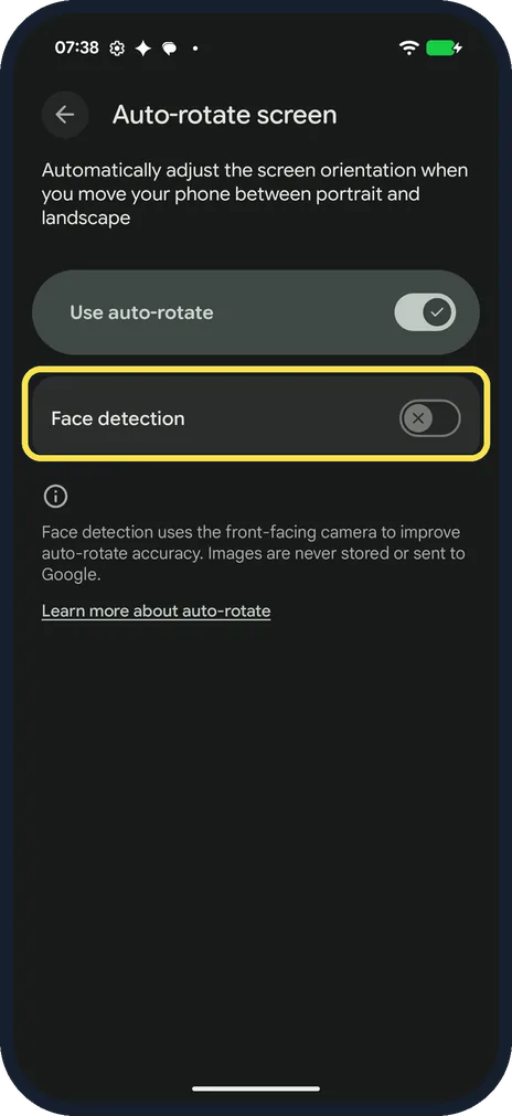 Android screenshot: Face detection