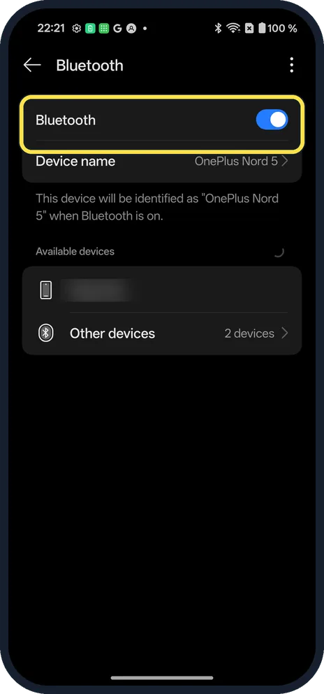 Android screenshot: Switch it on