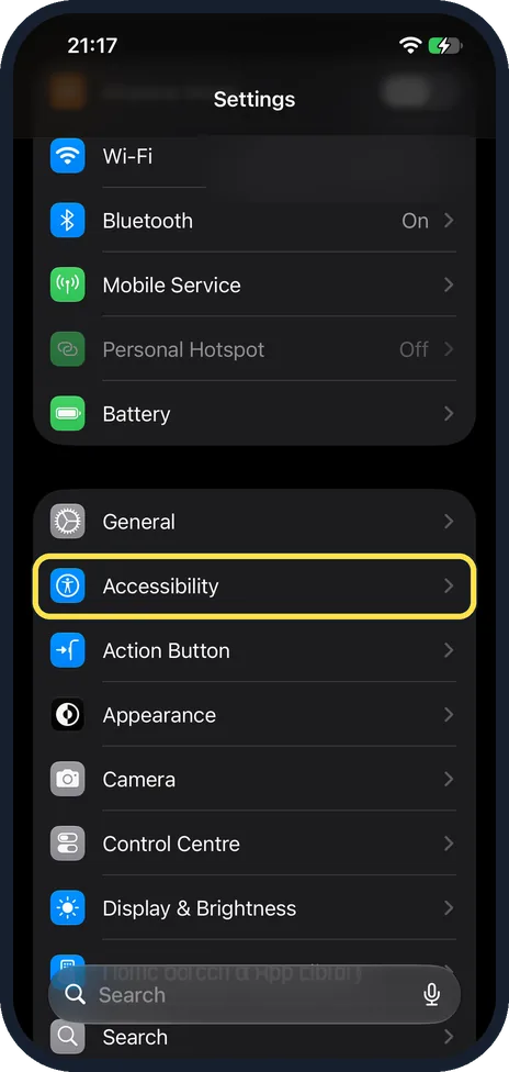 Screenshot from the guide: How to turn off Attention Aware Features on an iPhone