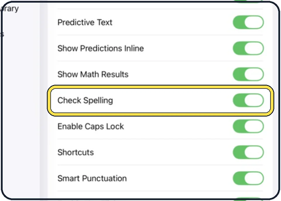 iPad screenshot: Keep or drop Check Spelling
