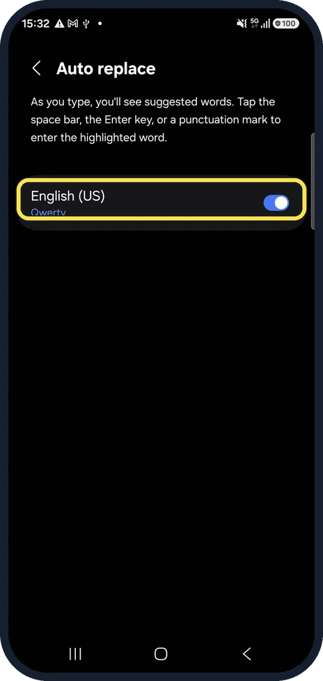 Android screenshot: Switch it off