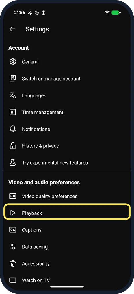 Android screenshot: Tap Playback