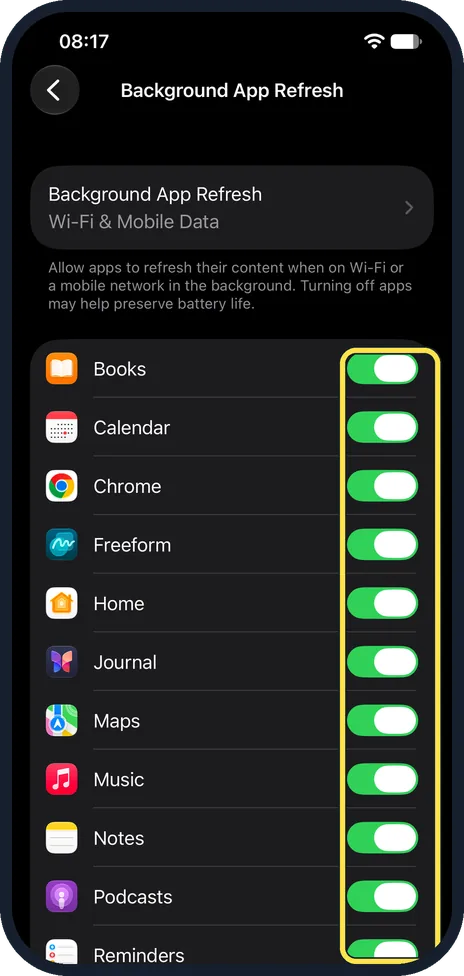 iPhone screen: Switch off single apps