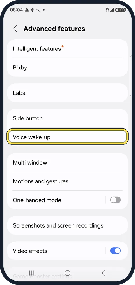Android screenshot: Check Voice wake-up