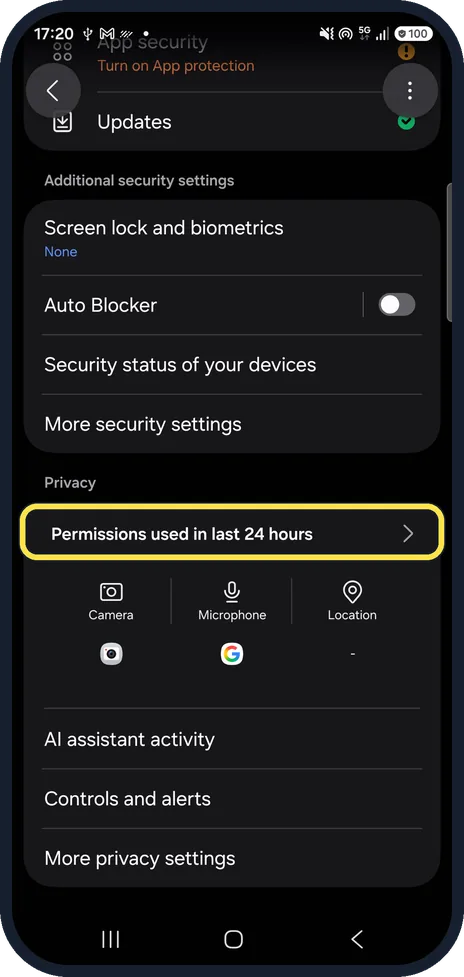 Android screenshot: See which apps used it