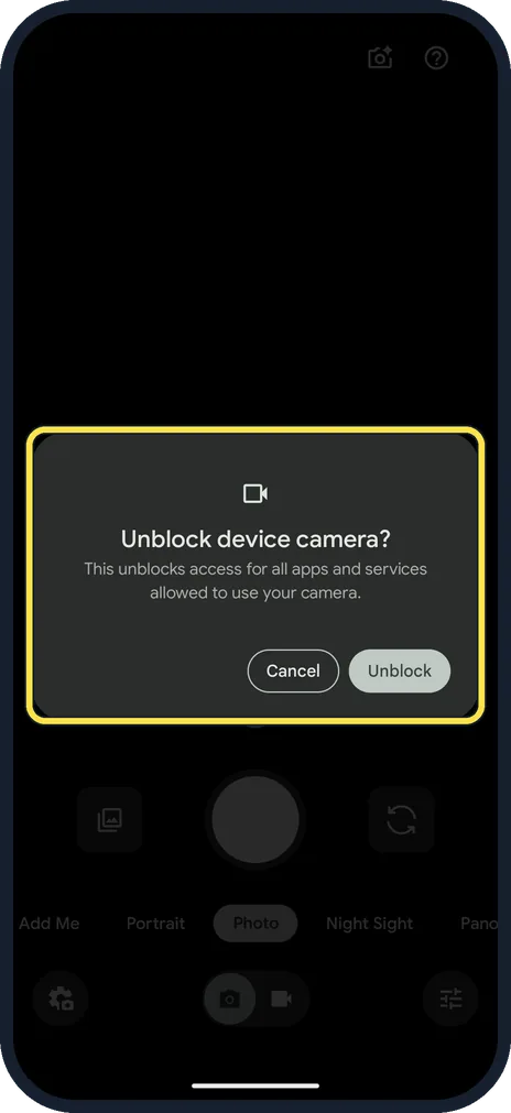 Android screenshot: Open the Camera app