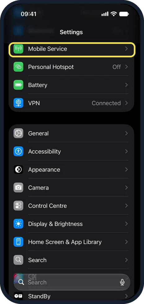 iPhone screen: Check the data it used