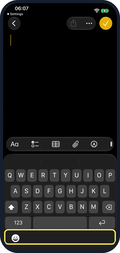 iPhone screen: Check the keyboard
