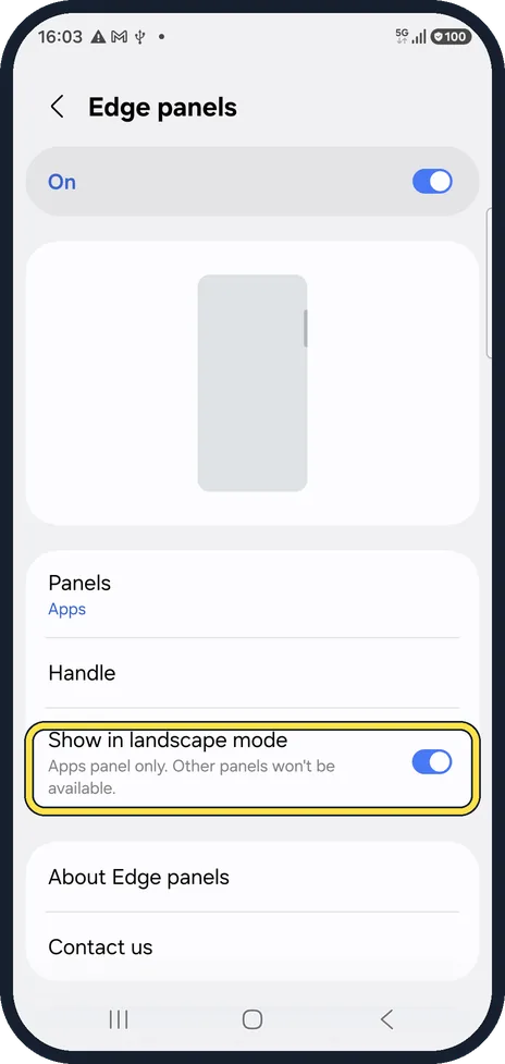 Android screenshot: Landscape mode