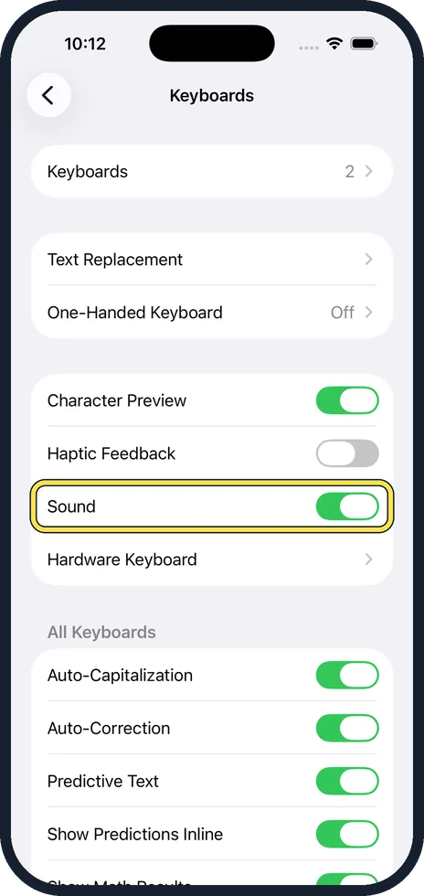 iPhone screen: Switch off Sound