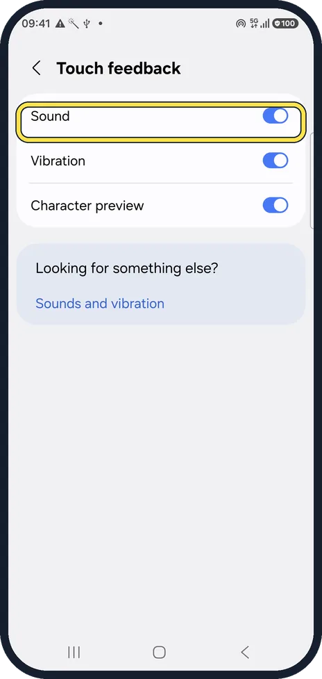 Android screenshot: Switch off Sound