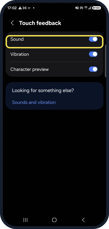 Android screenshot: Switch off Sound
