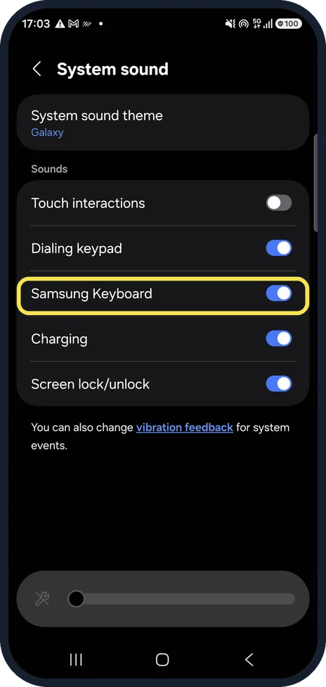 Android screenshot: Check the system switch too