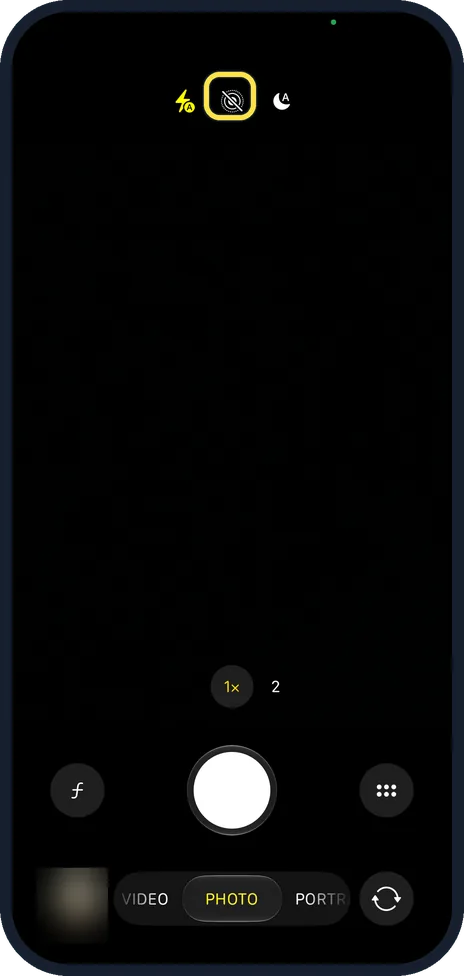 iPhone screen: Tap the Live Photos button